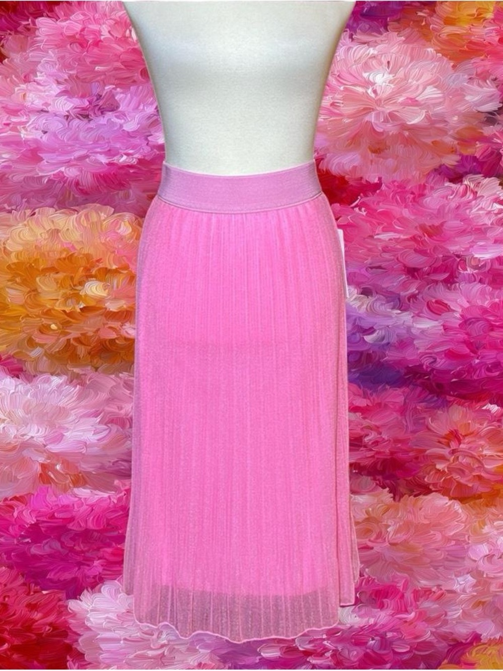 Light Pink Pleated Midi Skirt